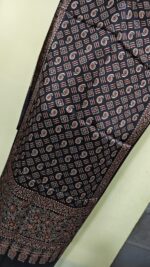 Ajrakh Modal Silk Stole Dupatta Hand block (Mashru Silk) - Image 4