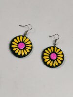Terracotta Earring Green yellow flowers for women - Image 3