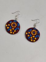Terracotta earring Maroon yellow flowers for women and girls - Image 3