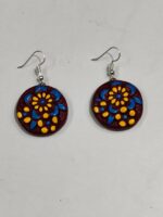 Terracotta earring Maroon yellow flowers for women and girls