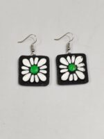 Terracotta earring Black color and white flowers for women