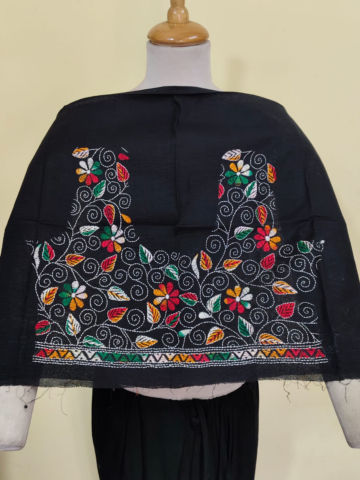 WhatsApp Image 2026-06-07 at 10.41.38 AM Kantha stitch Blouse piece For Women (black) - Image 1