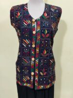 Cotton Kantha stitch jacket (Navy blue)