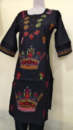 Kantha Long Kurti for ladies Black - Image 4