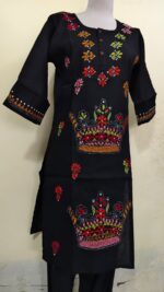 Kantha Long Kurti for ladies Black - Image 2