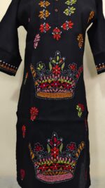 Kantha Long Kurti for ladies Black - Image 3