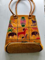 Handcrafted Leather Bag – Vibrant Animal Motif Design - Image 2