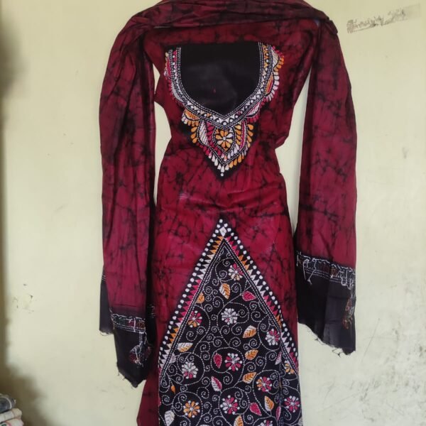 Pure Cotton Kantha Stitch Batik Salwar Suit 3Piece