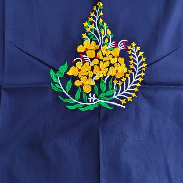 Embroidered Blouse Piece – Floral Motif (navy blue)