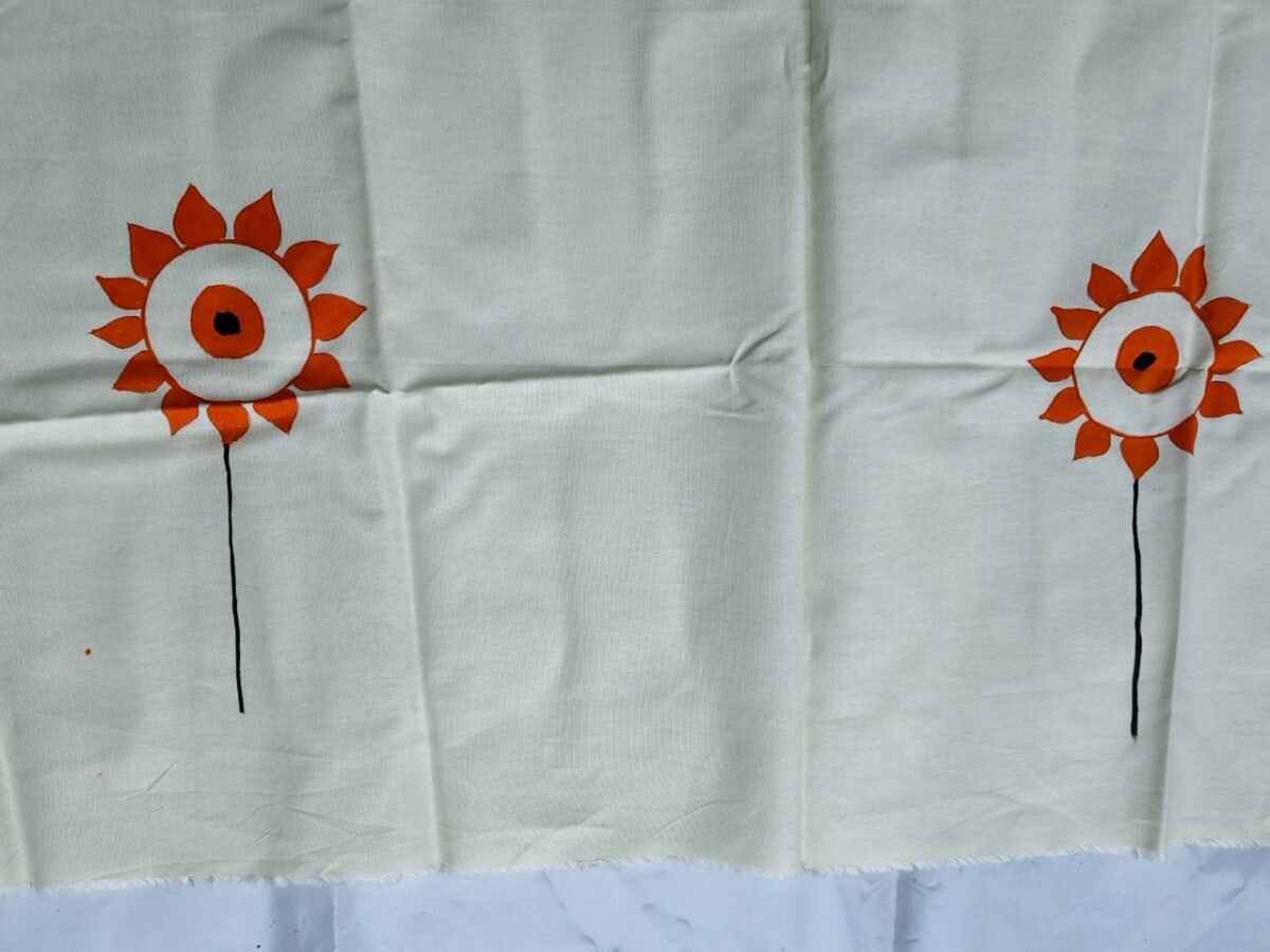 fabric print blouse material – Floral Motif (White) - Image 2