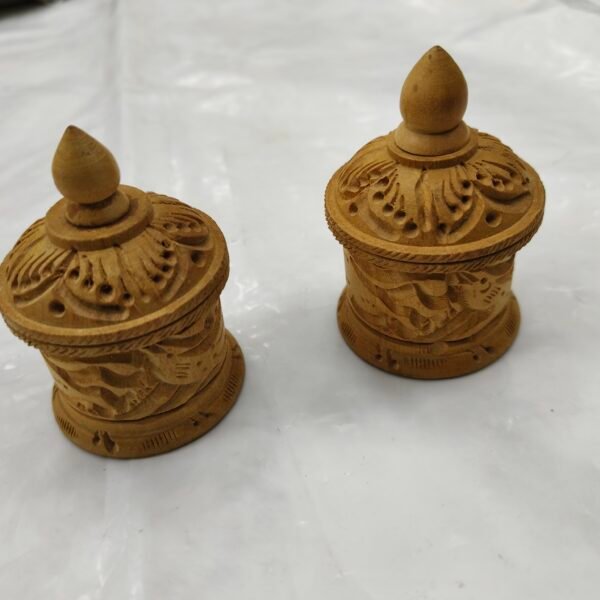 Wooden Handmade Round Vermilion Box - Vermilion Vase