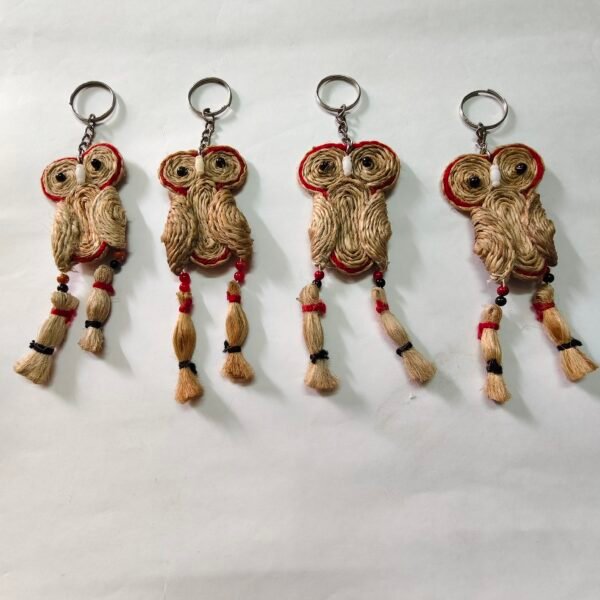 Owl Jute Key Ring - Usable home and car key ring (4pc)