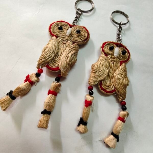 Owl Jute Key Ring - Usable home and car key ring