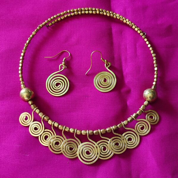 Brass Necklace and Earrings Set For Women