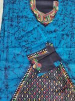 Kantha Stitch Batik Salwar Suit (Deep Sky Blue)