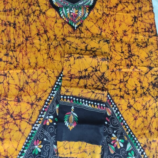 Kantha Stitch Batik Salwar Suit (yellow)
