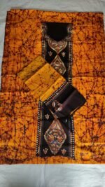 Kantha Stitch Batik Salwar Suit (black & yellow )