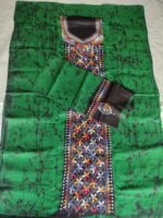 Kantha Stitch Hand Batik Salwar Suit (Green colour )