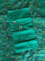 Kantha Stitch Hand Batik Salwar Suit (ForestGreen)