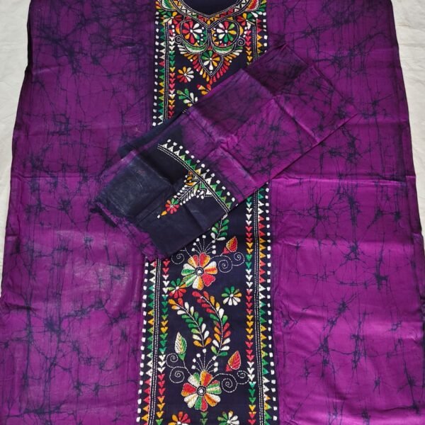Kantha Stitch Batik Salwar Suit (DarkOrchid)