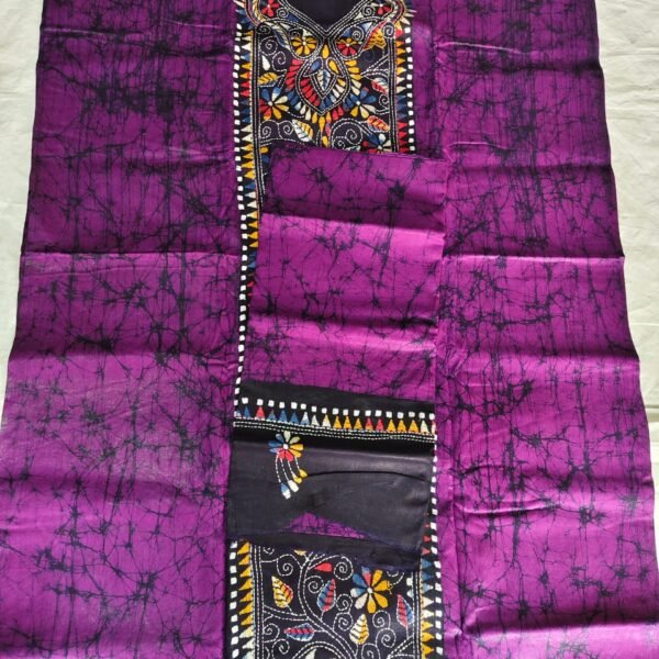 Kantha Stitch Batik Salwar Suit (Dark Orchid)