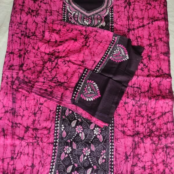 Kantha Stitch Batik Salwar Suit (Hot Pink)