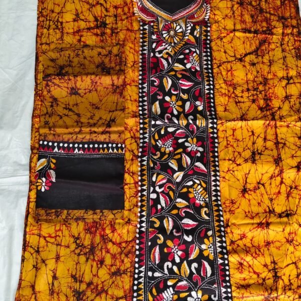 Handcraft Kantha Batik Salwar Suit Piece (yellow)