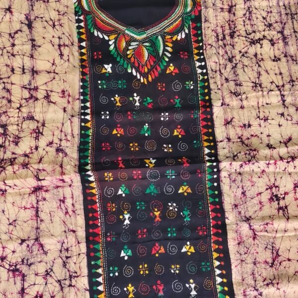 Handcraft Kantha Batik Salwar Suit Piece (Pale Chestnut)