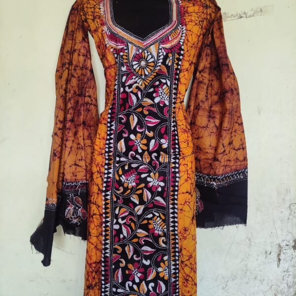 Handcraft Kantha Batik Salwar Suit Piece (yellow)