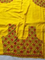 Premium Silk Kantha Stitch Blouse Piece (yellow) - Image 6