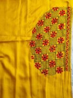 Premium Silk Kantha Stitch Blouse Piece (yellow) - Image 4