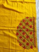 Premium Silk Kantha Stitch Blouse Piece (yellow) - Image 5