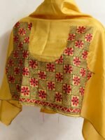 Premium Silk Kantha Stitch Blouse Piece (yellow) - Image 2