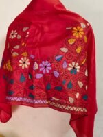 Premium Silk Kantha Stitch Blouse Piece (Red) - Image 3