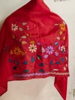 Premium Silk Kantha Stitch Blouse Piece (Red) - Image 2