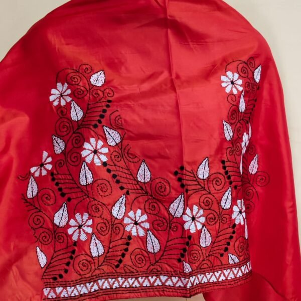Silk Kantha Stitch Blouse Piece (Tomato color)