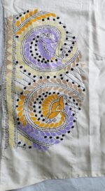 Premium Silk Kantha Stitch Blouse Piece (White) - Image 6