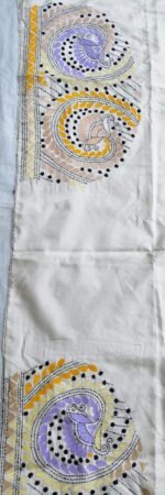 Premium Silk Kantha Stitch Blouse Piece (White) - Image 5