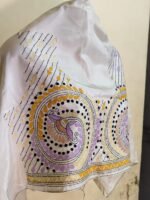 Premium Silk Kantha Stitch Blouse Piece (White) - Image 4