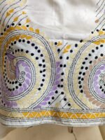 Premium Silk Kantha Stitch Blouse Piece (White) - Image 2
