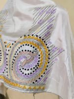 Premium Silk Kantha Stitch Blouse Piece (White) - Image 3
