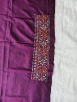 Premium Silk Kantha Stitch Blouse Piece (Purple) - Image 6