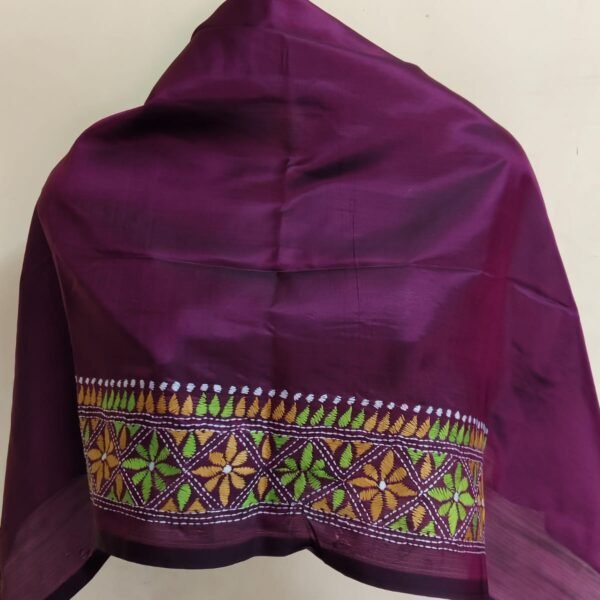 Silk Kantha Stitch Blouse Piece (Purple)
