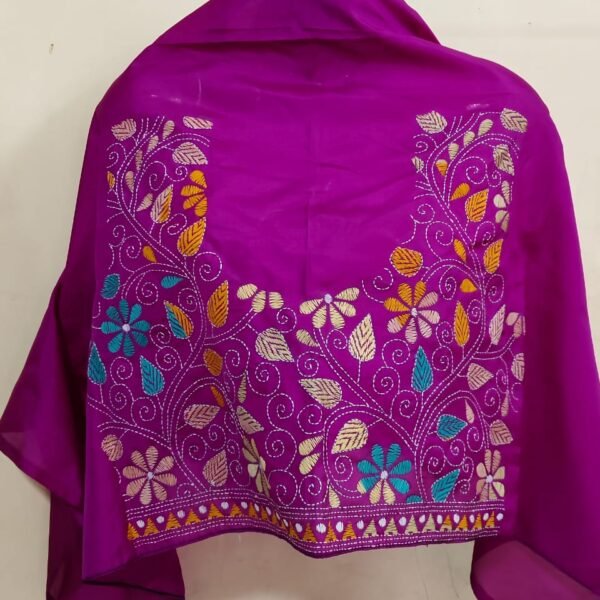 Silk Kantha Stitch Blouse Piece (Purple)