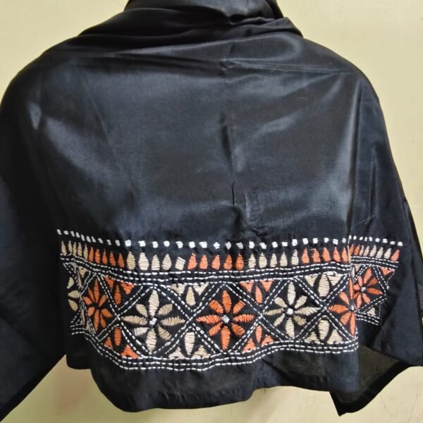 Silk Kantha Stitch Blouse Piece (black )