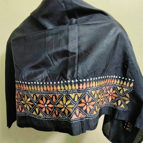 Silk Kantha Stitch Blouse Piece (black colour)