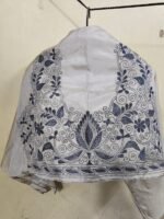 Silk Kantha Stitch Blouse Material (White)