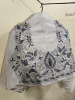 Silk Kantha Stitch Blouse Material (White) - Image 2