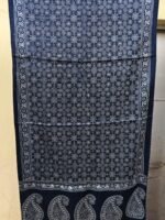 Ajrakh Modal Silk Stole (Deep Navy Blue) - Image 5