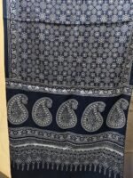 Ajrakh Modal Silk Stole (Deep Navy Blue) - Image 4